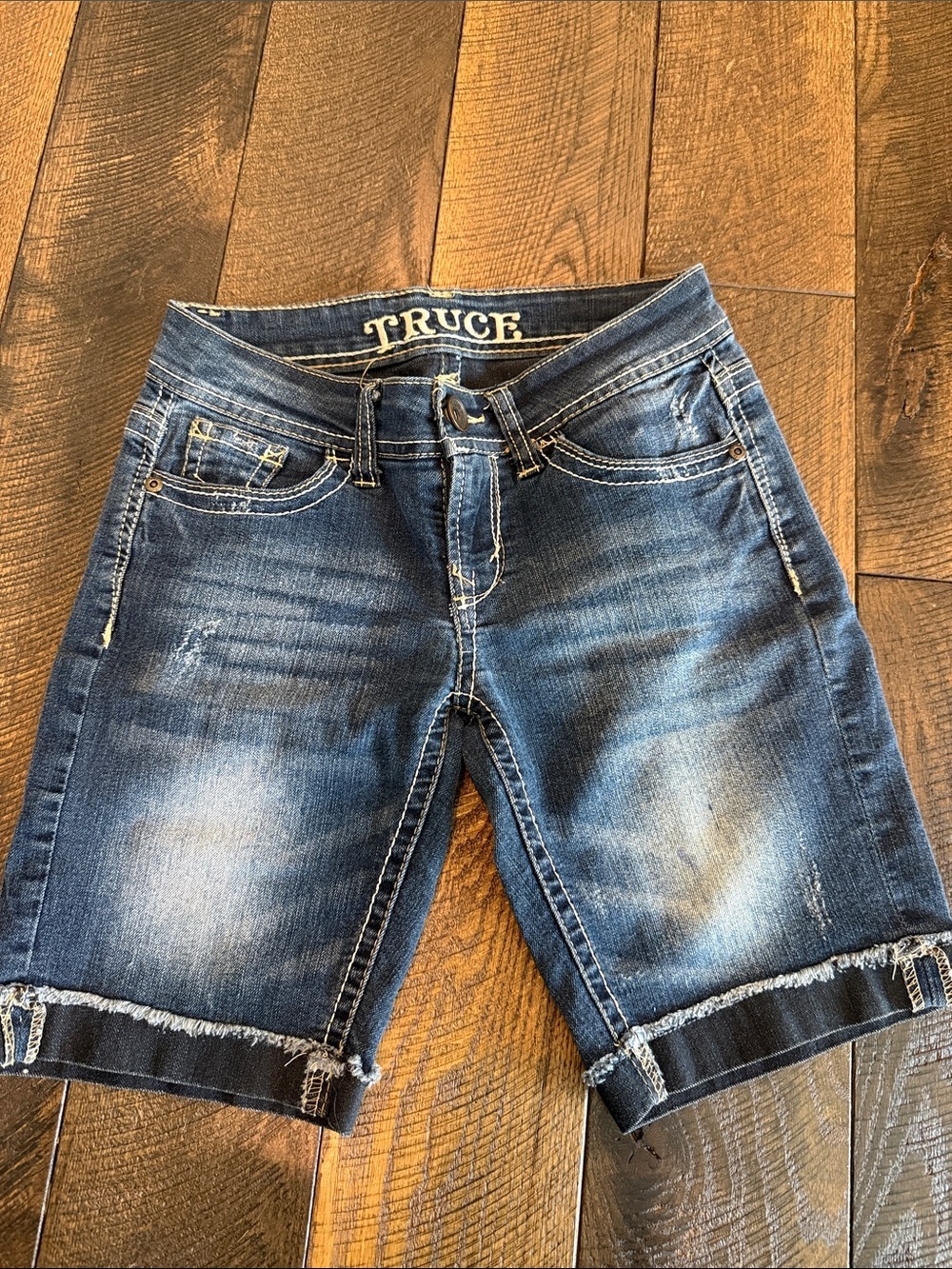 Truce Junior’s Denim Bermuda Shorts in Dark Blue